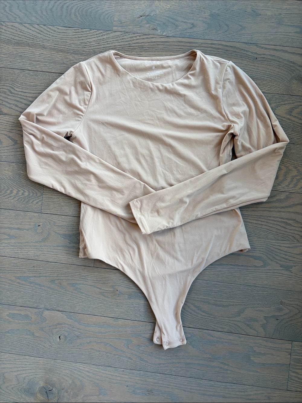 Long Sleeve Nude Bodysuit with Snap Closure